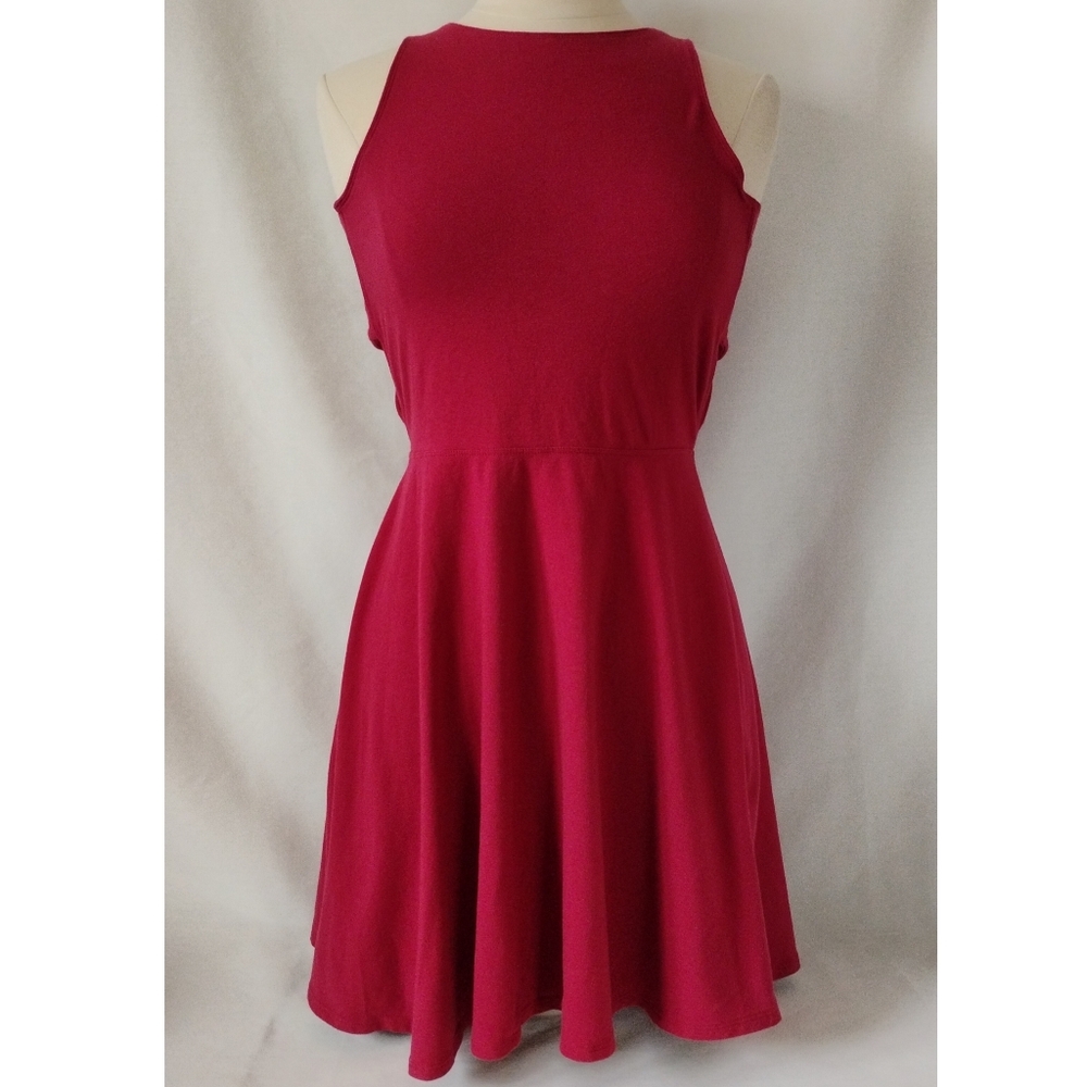 Vintage Hollister Red Cut Out Sleeveless Racerback Mini Dress Fit & Flare Y2K